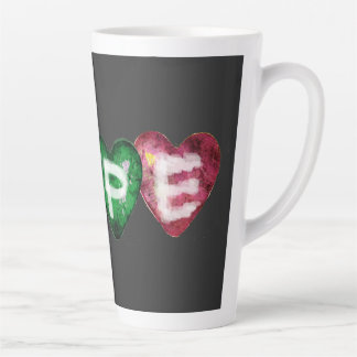 Tasse Latte Cœurs colorés HOPE – Typographie d'amour inspirant