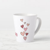 Tasse Latte Coeurs d'amour rose rouge (Angle droit)
