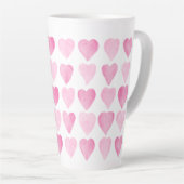 Tasse Latte Coeurs d'aquarelle rose mignonne (Angle droit)