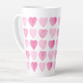 Tasse Latte Coeurs d'aquarelle rose mignonne (Angle gauche)