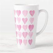 Tasse Latte Coeurs d'aquarelle rose mignonne (Droite)