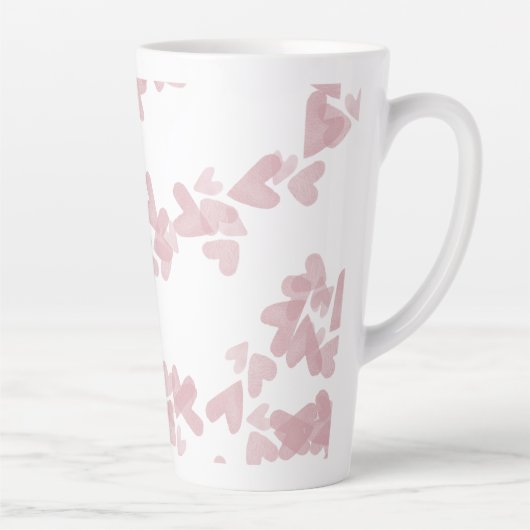 Tasse Latte Coeurs d'aquarelle Timbres flottants rose (Droite)