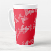 Tasse Latte Coeurs d'aquarelle Timbres flottants rose rouge (Angle gauche)