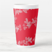 Tasse Latte Coeurs d'aquarelle Timbres flottants rose rouge (Devant)
