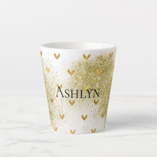 Tasse Latte Coeurs de Parties scintillant dorés