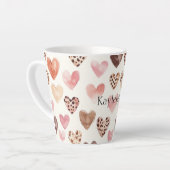Tasse Latte Coeurs Empreintes de léopard Brown roses (Angle gauche)