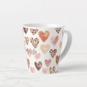 Tasse Latte Coeurs Empreintes de léopard Brown roses (Angle droit)