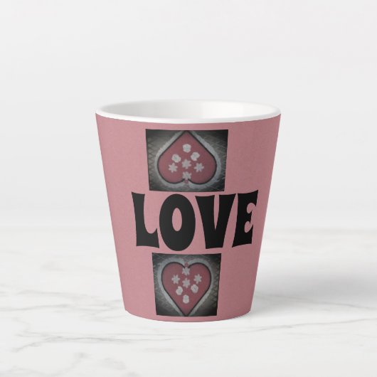Tasse Latte Coeurs en fleurs (Devant)