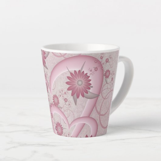 Tasse Latte Coeurs et fleurs Abstraits roses Aimer l'art fract (Angle droit)