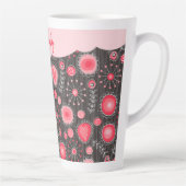 Tasse Latte Coeurs gris-blanc et fleurs nom floral (Droite)