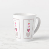 Tasse Latte Coeurs Motif Moderne Cute rose gris blanc (Angle droit)