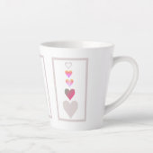 Tasse Latte Coeurs Motif Moderne Cute rose gris blanc (Droite)