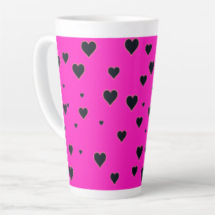 Tasse Latte Coeurs noirs mignons roses