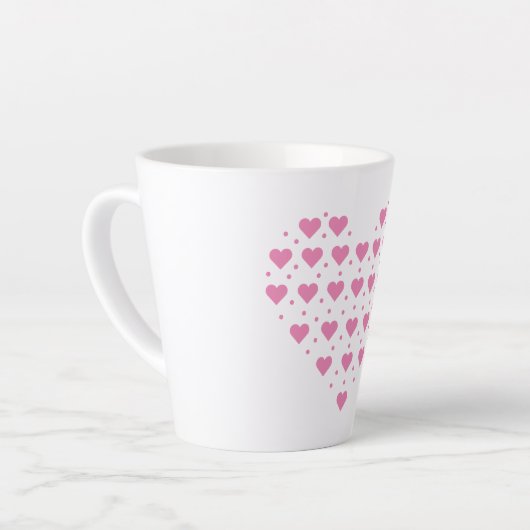 Tasse Latte Coeurs roses (Angle gauche)