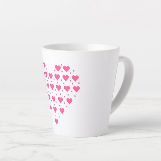 Tasse Latte Coeurs roses (Angle droit)