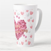 Tasse Latte Coeurs roses élégants Saint-Valentin (Angle droit)