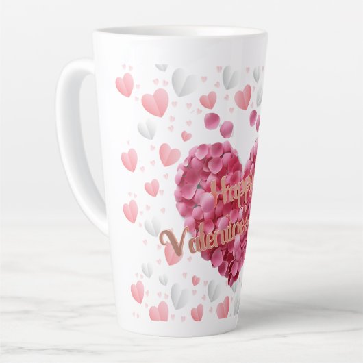 Tasse Latte Coeurs roses élégants Saint-Valentin (Angle gauche)