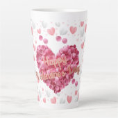 Tasse Latte Coeurs roses élégants Saint-Valentin (Devant)