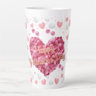 Tasse Latte Coeurs roses élégants Saint-Valentin