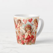 Tasse Latte Cœurs Roses Roses Anges Amour (Angle droit)