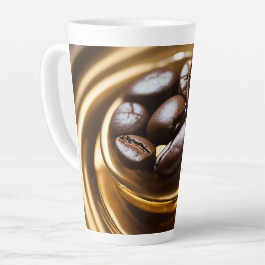 Tasse Latte Coffee Bean avec une Courbe d'or (Angle gauche)
