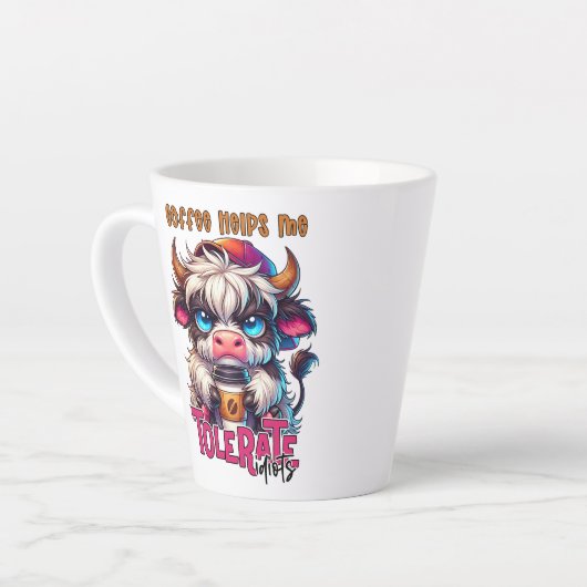 Tasse Latte Coffee Helps Me Tolerate Idiots (Angle gauche)