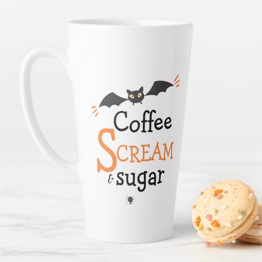 Tasse Latte Coffee Scream & Sugar Spider Halloween (En situation)