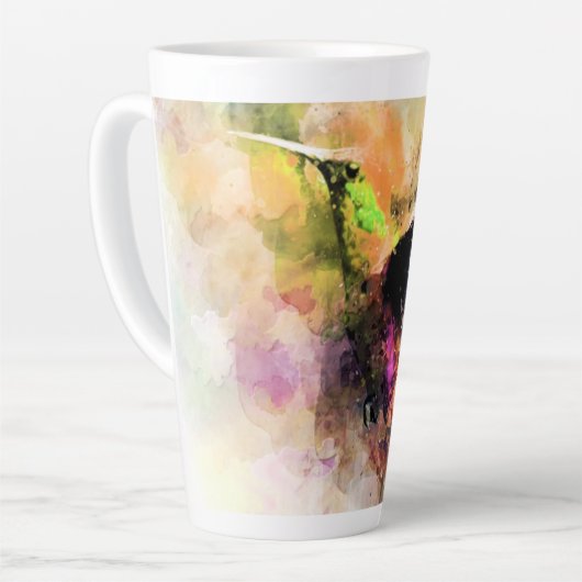 Tasse Latte Colibri à l'aquarelle  (Angle gauche)