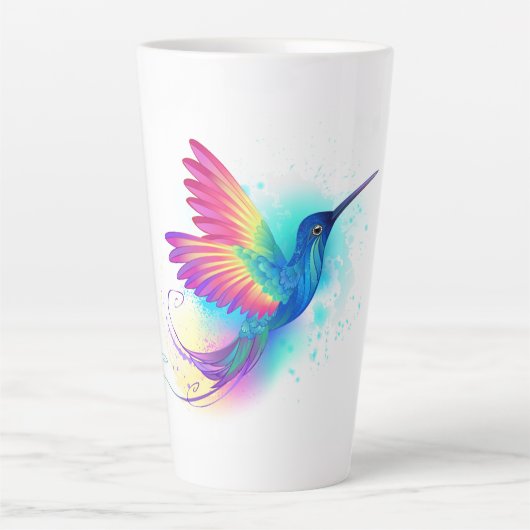 Tasse Latte Colibri arc-en-ciel exotique (Devant)