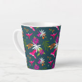 Tasse Latte Colibri Motif rose violet Turquoise Tropical (Angle gauche)