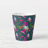 Tasse Latte Colibri Motif rose violet Turquoise Tropical (Devant)