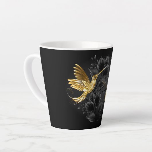 Tasse Latte Colibri noir et or (Angle gauche)