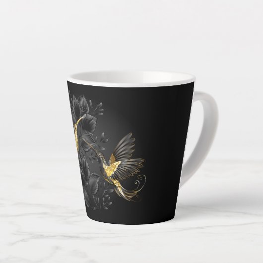 Tasse Latte Colibri noir et or (Angle droit)