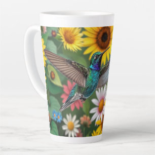 Tasse Latte Colibri Parmi Les Fleurs