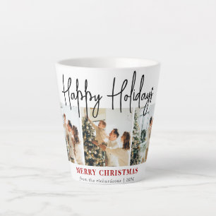 Tasse Latte Collage de photos de famille de Noël en écriture é