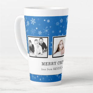 Tasse Latte Collage de photos de Noël Famille flocon de neige