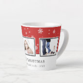 Tasse Latte Collage de photos de Noël Famille Rouge (Angle droit)