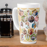 Tasse Latte Collage de photos Hexagon géométrique 28 hauteur d<br><div class="desc">Créez votre propre tall tall avec un collage photo de style hexagone géométrique. Le modèle photo est mis en place pour vous d'ajouter 28 de vos photos de famille et d'amis, animaux de compagnie, vacances etc. Vos photos seront affichées en forme d'hexagone, comme un mur d'abeilles. La motif est colorée...</div>