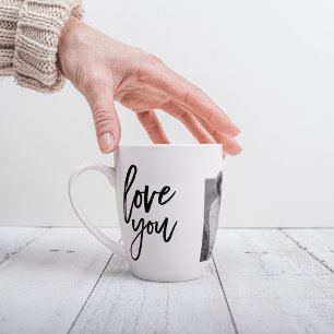 Tasse Latte Collage moderne Couple Photo & Love You Beauté Cad