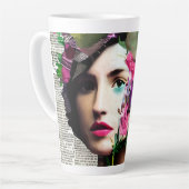 Tasse Latte Collage papier pour femme vintage (Angle gauche)
