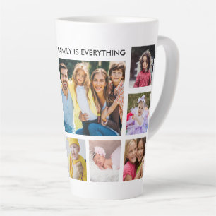 Tasse Latte Collage personnalisé de 12 photos Citation de fami