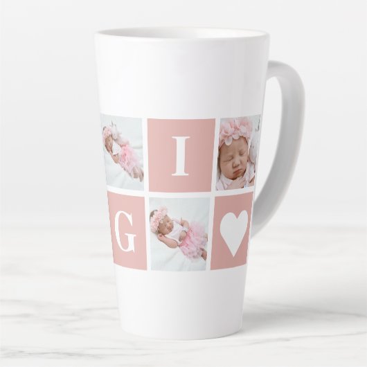 Tasse Latte Collage photo personnalisé Gigi Grand-mère 5 (Angle droit)