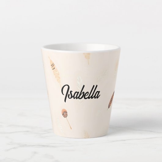 Tasse Latte Collection Boho Populaire Luxe Feathers (Devant)