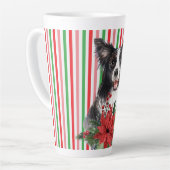 Tasse Latte Collie Bordure Aquarelle Avec Poinsettia (Angle gauche)