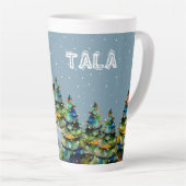 Tasse Latte Collie frontalier en hiver Forêt de neige Arbre de (Angle droit)