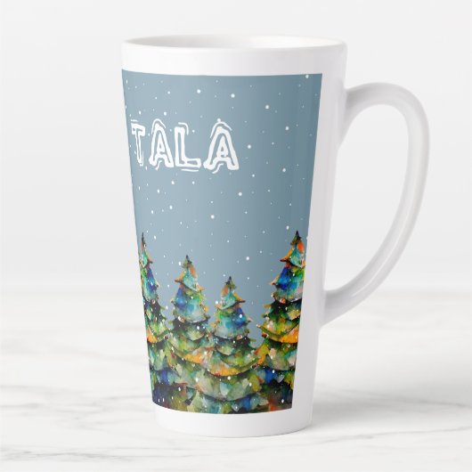 Tasse Latte Collie frontalier en hiver Forêt de neige Arbre de (Droite)