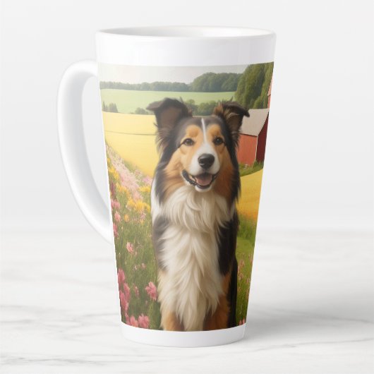 Tasse Latte Collie standard à la ferme (Angle gauche)