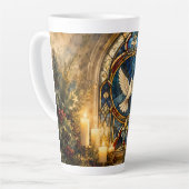 Tasse Latte Colombe de Noël en vitrail (Angle gauche)