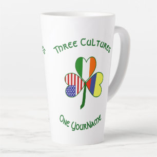 Tasse Latte Colombie Irlande États-Unis Trèfle Drapeau Personn