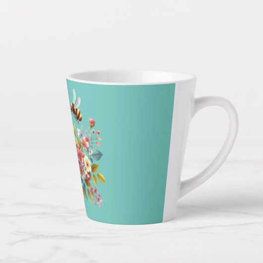 Tasse Latte Coloré, Abeille printanière/florale (Droite)